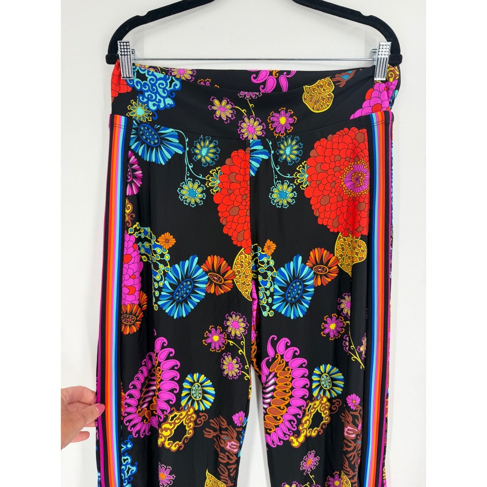Trina Turk Cover-Up Pants Women Medium Black Electric Reef Floral Retro NWT - Picture 12 of 13